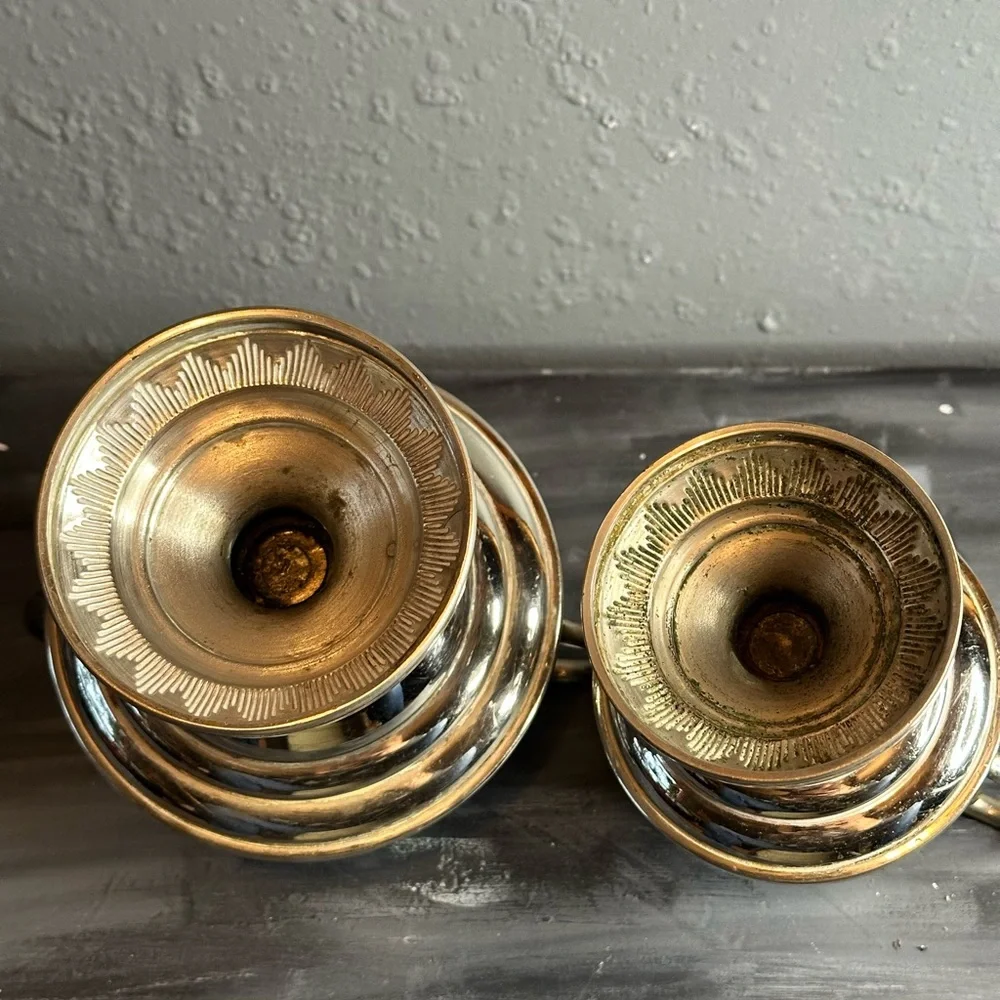 Antique ornate footed sugar and creamer set silver and gold plated Swedish 1940